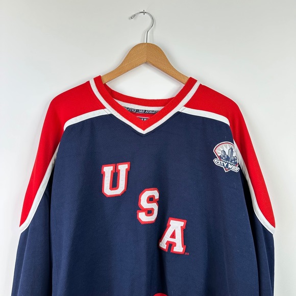 Steve & Barrys Athletic Dept USA Hockey Jersey Pullover Blue Red Mens XXL - Picture 4 of 8